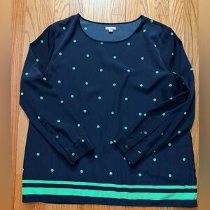 Gap Woman’s Navy Polka Dot Long Sleeve Blouse